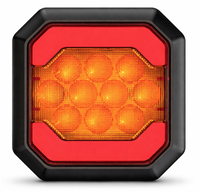 Lampa LED spate auto 12V/24V Stop + Pozitie design patrat lumina rosie si portocalie - 1