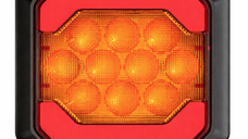 Lampa LED spate auto 12V/24V Stop + Pozitie design patrat lumina rosie si portocalie