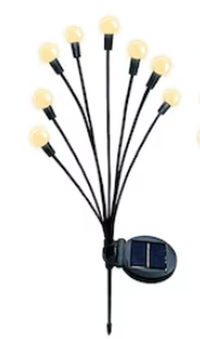 Lampa solara cu 6 Bulbi ALB CALD de gradina tip licurici - 1