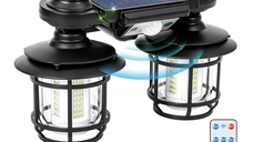 Lampa solara dubla 182LED cu senzor de miscare 3 moduri de iluminare telecomanda
