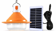 Lampa solara pentru camping UFO cu bec si panou solar iluminare LED cu senzor de lumina