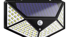 Lampa Solara Senzor De Miscare 100 LED 120 Grade Baterie 18650