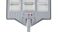 Lampa solara stradala cu telecomanda JG 706 cu 6 casete 108 LED 6000K senzor de miscare 150W