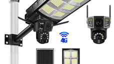 Lampa stradala solara cu camera 4G, 8MP 4K, PTZ si vedere nocturna