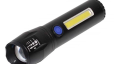 Lanterna TD-C81 cu LED CREE 3 W, LED lateral COB 3 W, acumulator integrat, zoom telescopic
