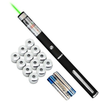 Laser Pointer Verde cu 12 Capete Interschimbabile si 2 Baterii Incluse - Tip Pix - 1
