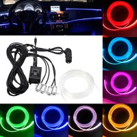 Lumini Ambientale Auto Bluetooth cu LED 6M Fibra Optica 5 Capete Controlabile cu Aplicatie Lotus Lantern - 1