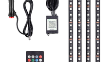 Luminile Ambientale RGB LED Q CD52 cu Telecomanda pentru Masina