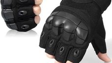 Manusi Biker Universale Negre cu Jumătate de Deget