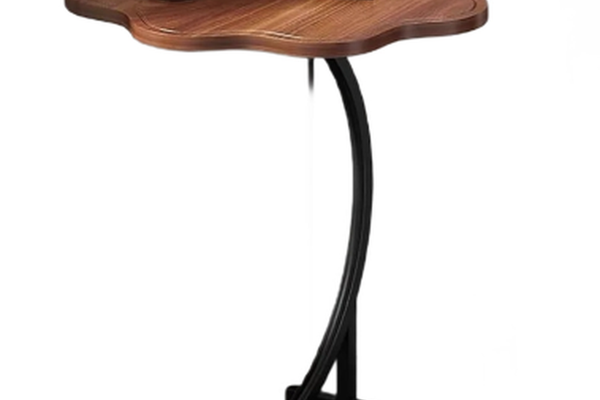 Masuta de cafea tip floare cu picior pentru canapea sau pat culoare maro