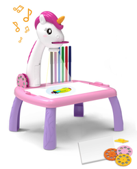Masuta de desenat UNICORN ROZ cu proiector diapozitive holograme - 1