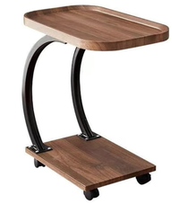 Masuta laterala din lemn cu roti curbata pentru sufragerie - 1