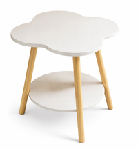 Masuta rotunda contemporana din lemn masiv metal in forma de floare cu 2 niveluri - 1