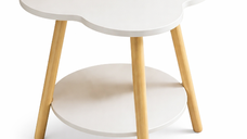 Masuta rotunda contemporana din lemn masiv metal in forma de floare cu 2 niveluri