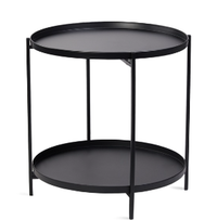 Masuta rotunda pentru cafea din metal 2 nivele 42 x 52 cm NEAGRA - 1