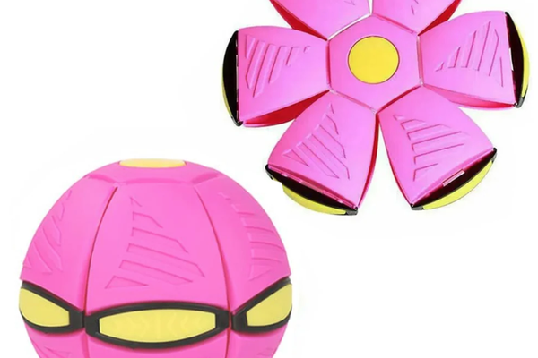 Minge Zburatoare Transformabila in Disc Frisbee 2 moduri de joaca 23 cm ROZ