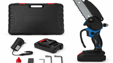 Mini fierastrau electric 6 inch lama utila cu 1 acumulator 48V rezervor ulei pentru lubrifiere 2 lanturi