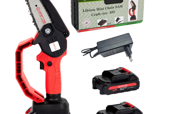 Mini Fierastrau lant 4'' CRAFT TEC 2 acumulatori 48W ROSU MX566