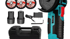 Mini polizor flex unghiular portabil cu 2 acumulatori 6 discuri 12V 76MM