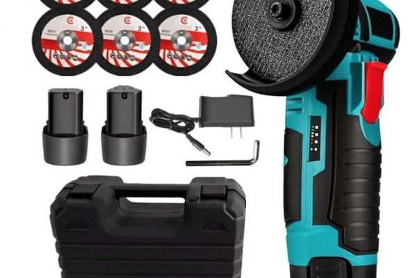 Mini polizor flex unghiular portabil cu 2 acumulatori 6 discuri 12V 76MM