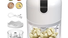 Mini tocator electric de bucatarie incarcare USB 250ml cu 3 lame Alb