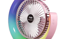 Mini ventilator de birou rotund cu LED RGB
