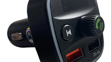 Modulator Fm auto Xd8 cu functie Bluetooth Mod  Bt cu doua porturi Usb microSd Negru