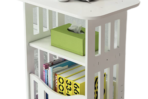 Noptiera alba decorativa din PVC 2 polite 45cm