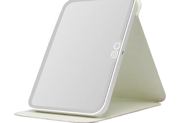 Oglinda Mica Alba Portabila Patrata cu LED pentru Machiaj si Suport Pliabil