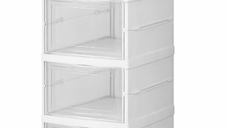 Organizator de pantofi pliabil economisitor de spatiu cu Usi transparente cu 4 Niveluri