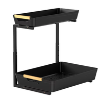Organizator pentru bucatarie sau baie cu 2 rafturi retractabile inaltime ajustabila - 1