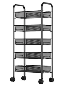 Organizator slim portabil cu 5 nivele 4 rafturi retractabile rotativ 360 NEGRU - 1