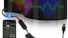 Panou auto afisaj cu led flexibil RGB programabil prin bluetooth si telecomanda 150cm