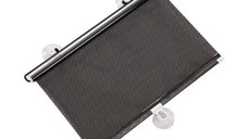 Parasolar auto cu ventuze retractabil negru 45 cm x 125 cm