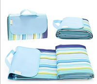 Patura de plaja/picnic tip geanta impermeabila cu dungi 130x150cm - 1