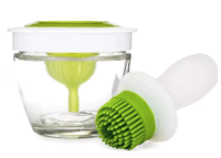 Pensula din silicon pentru ulei recipient inclus alb/verde - 1