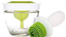 Pensula din silicon pentru ulei recipient inclus alb/verde