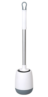 Perie de toaleta din silicon cu recipient pentru scurgerea apei ALB - 1