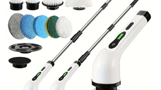 Perie electrica rotativa pentru curatare maner extensibil baterie reincarcabila 9 capete detasabile