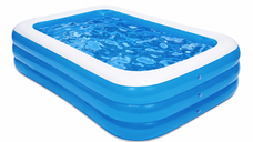 Piscina gonflabila albastra si alba pentru copii si adulti - PVC 210x140 cm, inaltime 56 cm