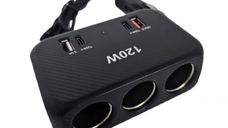 Piza auto bricheta 120W cu 3 prize 2 porturi USB 2 porturi Type C 1656