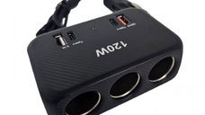 Piza auto bricheta 120W cu 3 prize 2 porturi USB 2 porturi Type C 1656