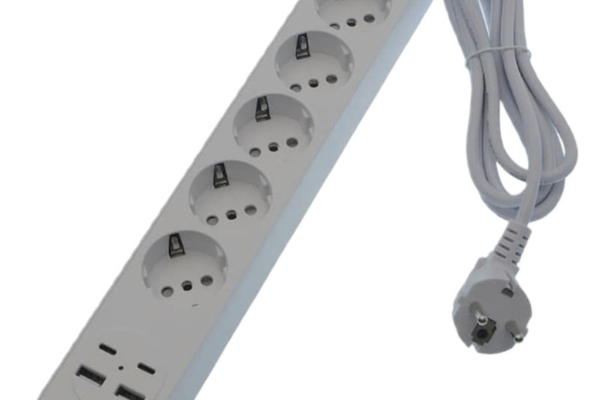 Prelungitor OG2205 5 prize cu 2 USB A si 2 USB C Comutator