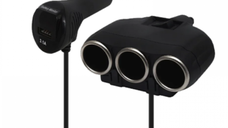 Priza auto 12V/24V Olesson 1634 cu 4 intrari 120W negru