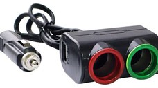 Priza auto 12V Olesson 1631 cu 3 intrari 120W negru