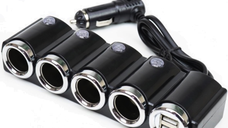 Priza auto 1504 cu 6 intrari  12V  In-Car negru MULTIPLICATOR