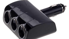 Priza auto Olesson 1520 12V cu 3 iesiri si putere de 120W, neagra