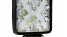 Proiector LED auto compact 48W alb + galben flash 16 LED 12/24V PATRAT