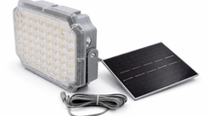 Proiector LED solar patrat cu panou fotovoltaic Extern GRI