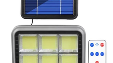 Proiector solar 294LED 50W senzor de miscare HS 8022 telecomanda 3 moduri de iluminare 6 casete